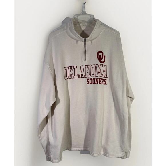 Mens Size 2XL Oklahoma Quarter Zip Long Sleeve Pullover Sooners OU - Picture 2 of 4